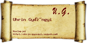 Uhrin Gyöngyi névjegykártya